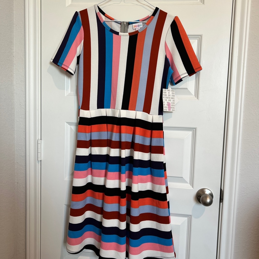 Lularoe Amelia colorful striped midi dress